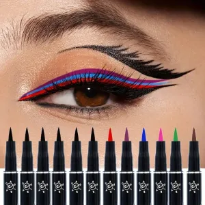 12-Pieces: Luxurious Waterproof Long-Wearing Liquid Eyeliner Set