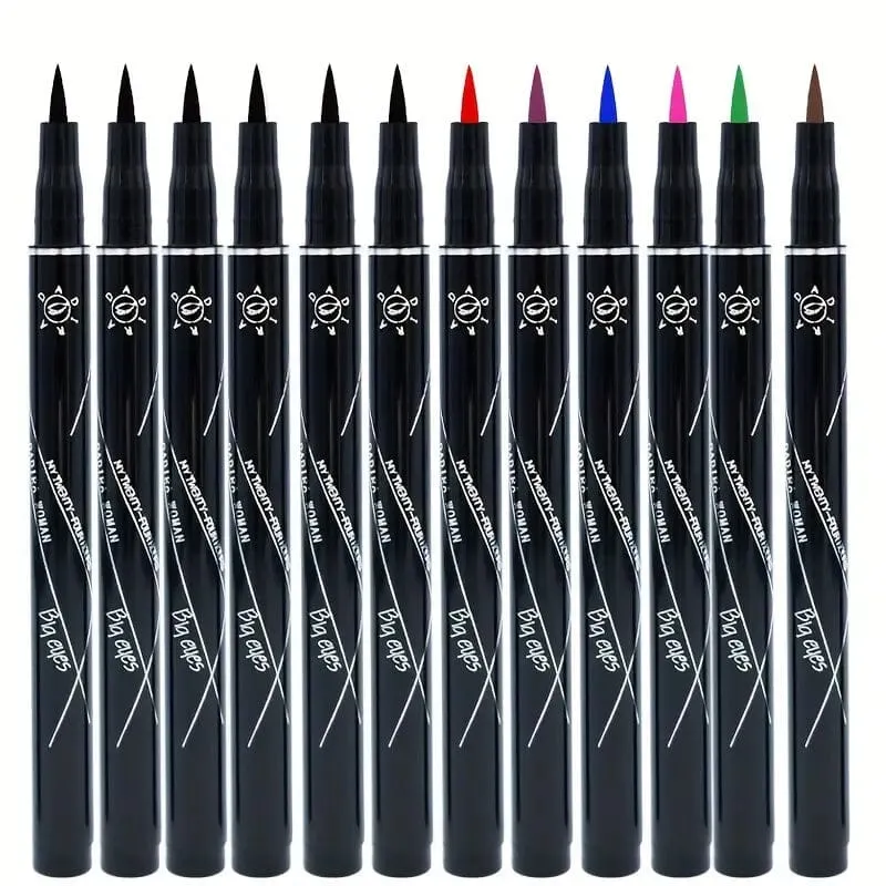 12-Pieces: Luxurious Waterproof Long-Wearing Liquid Eyeliner Set