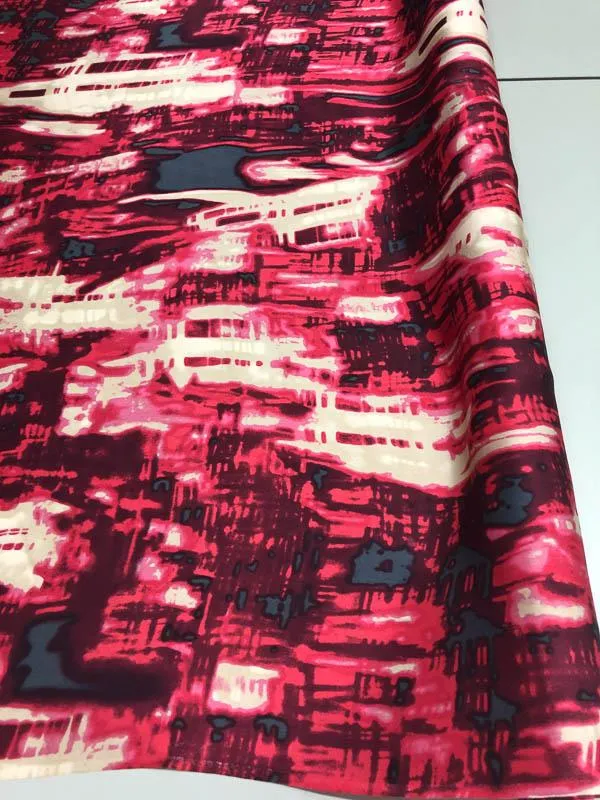 Abstract Silk Charmeuse - Burgundy And Red