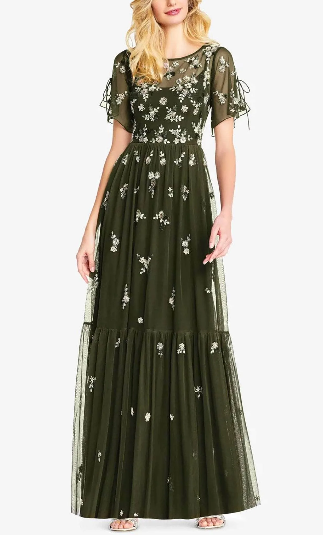 Adrianna Papell AP1E202943 - Floral Embroidered Full Length Dress