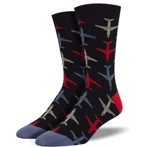 Airplanes Men's Bamboo Crew Socks