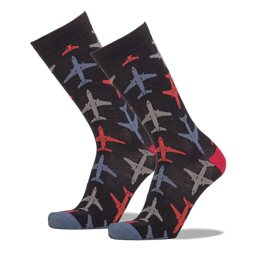 Airplanes Men's Bamboo Crew Socks