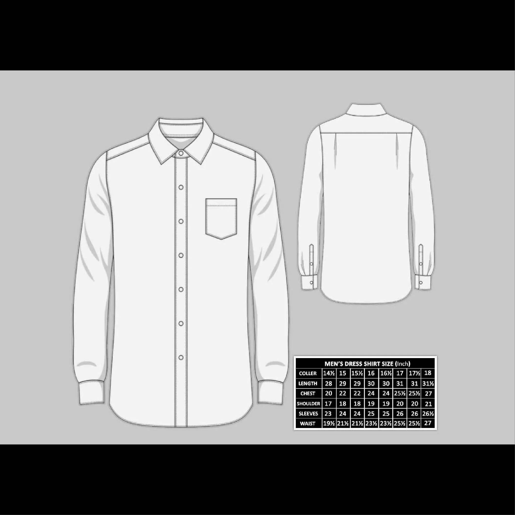 AZ Men's Formal Dress Shirt Plain Grey