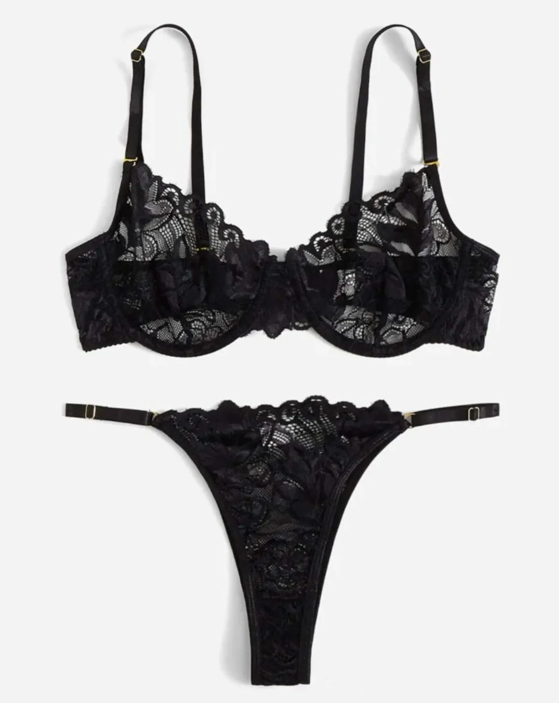 Black Lace Lingerie Set Underwire