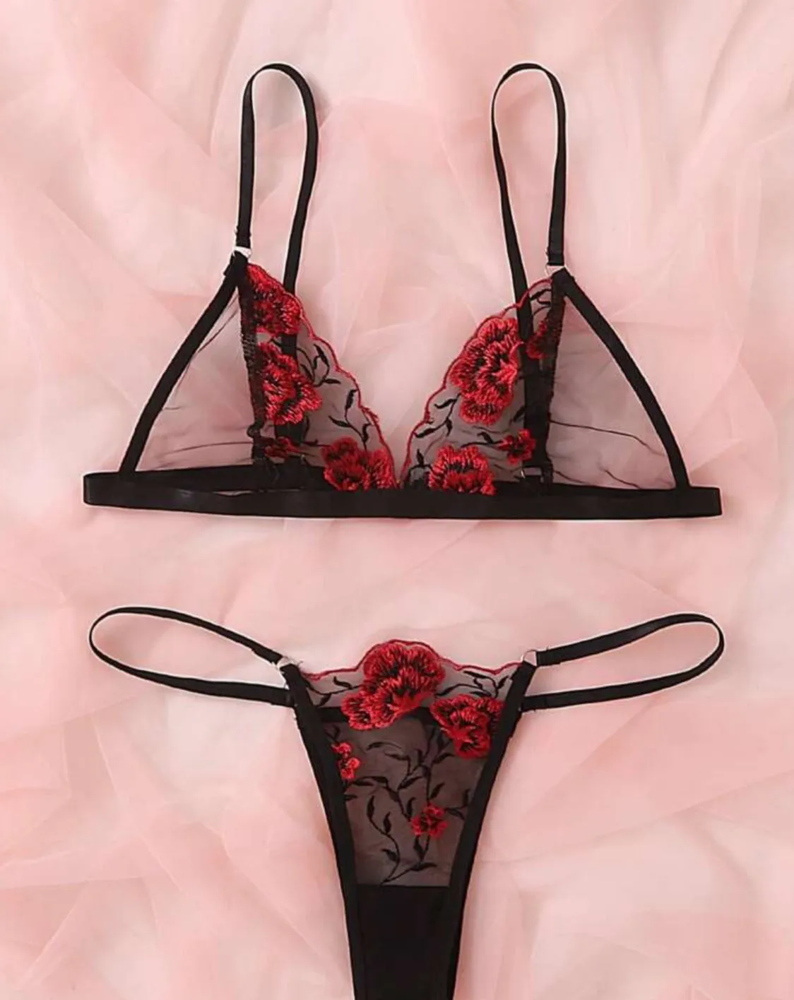 Black Lingerie Set Embroidered