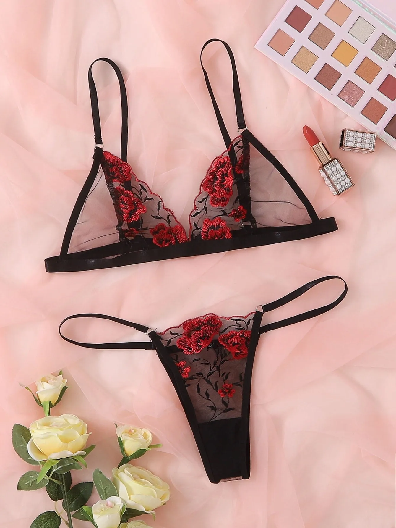 Black Lingerie Set Embroidered