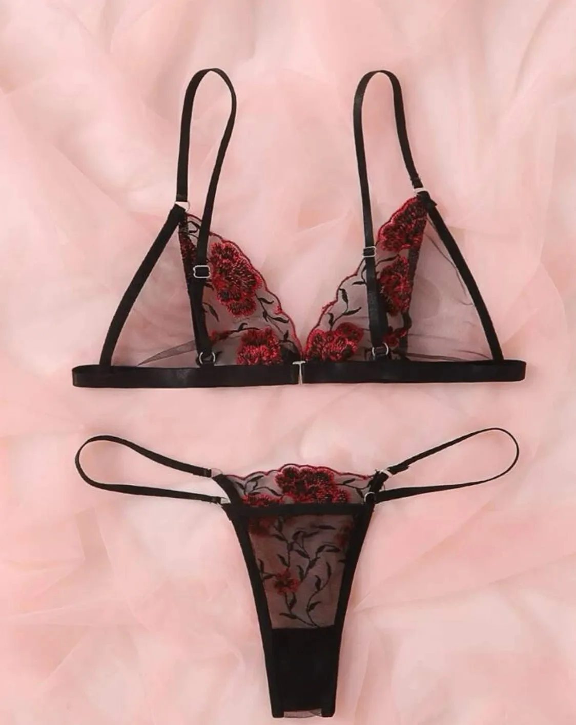 Black Lingerie Set Embroidered