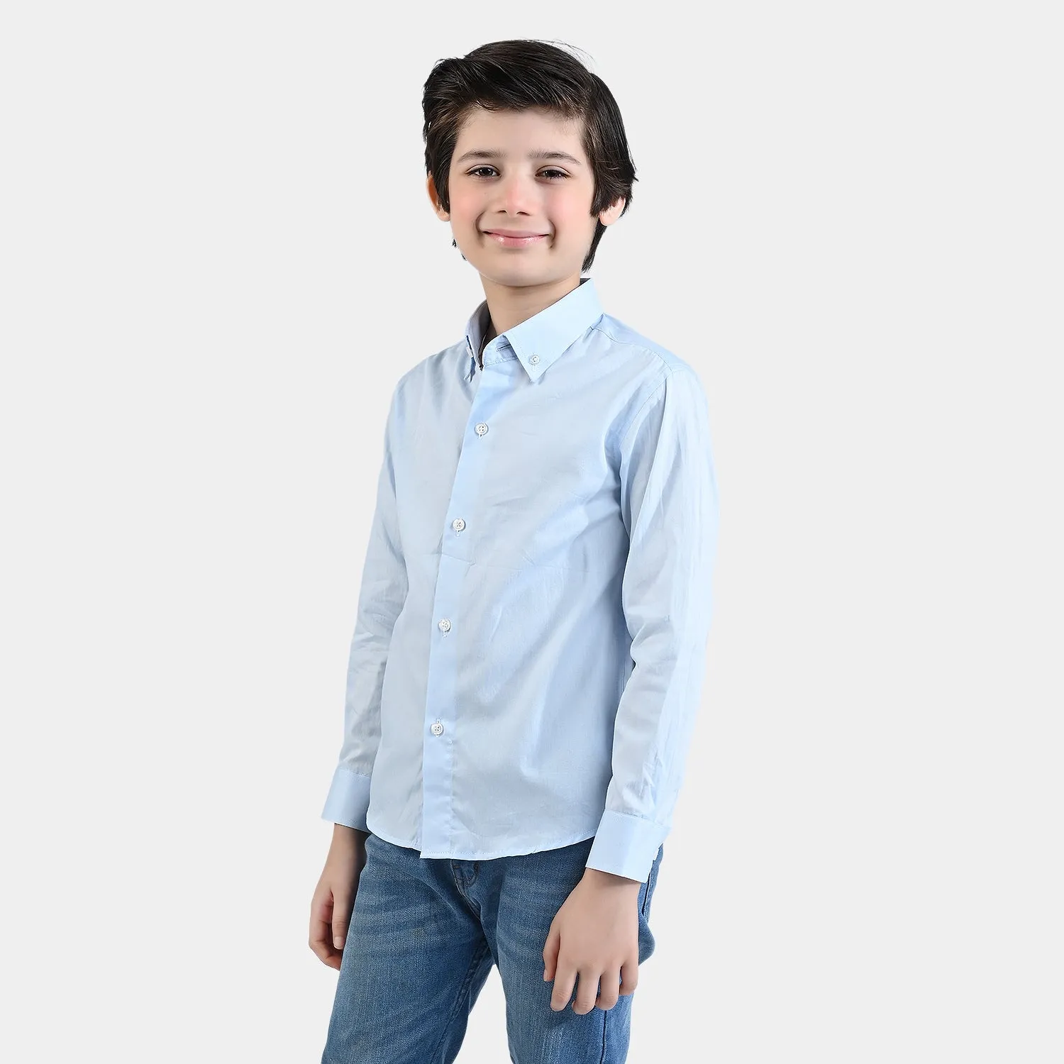 Boys Cotton Poplin Formal Shir-Ice Blue