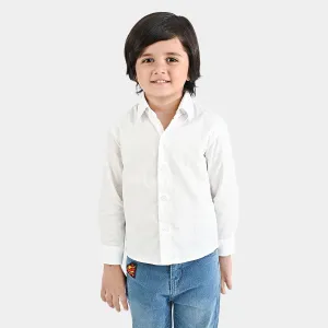 Boys Oxford Full Sleeves Formal Shirt -White