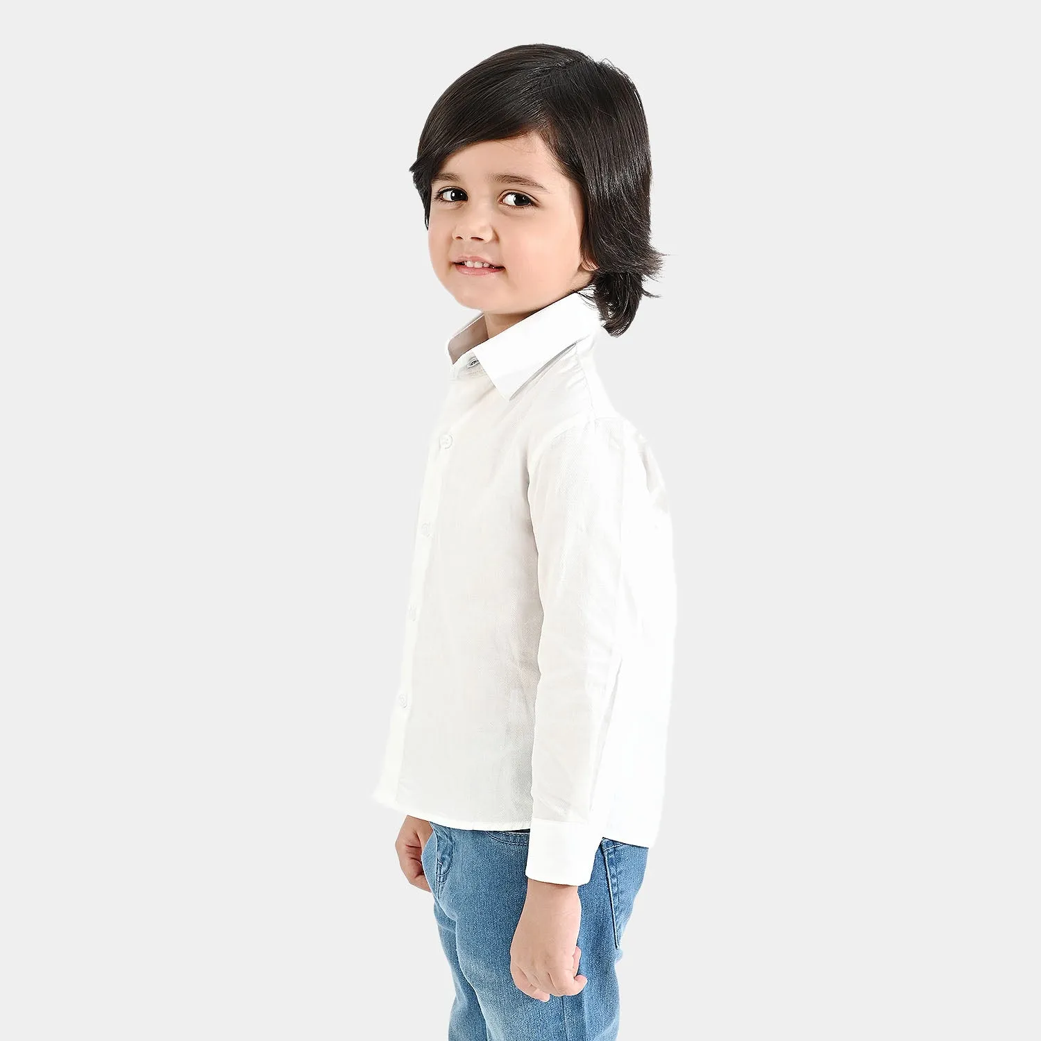 Boys Oxford Full Sleeves Formal Shirt -White