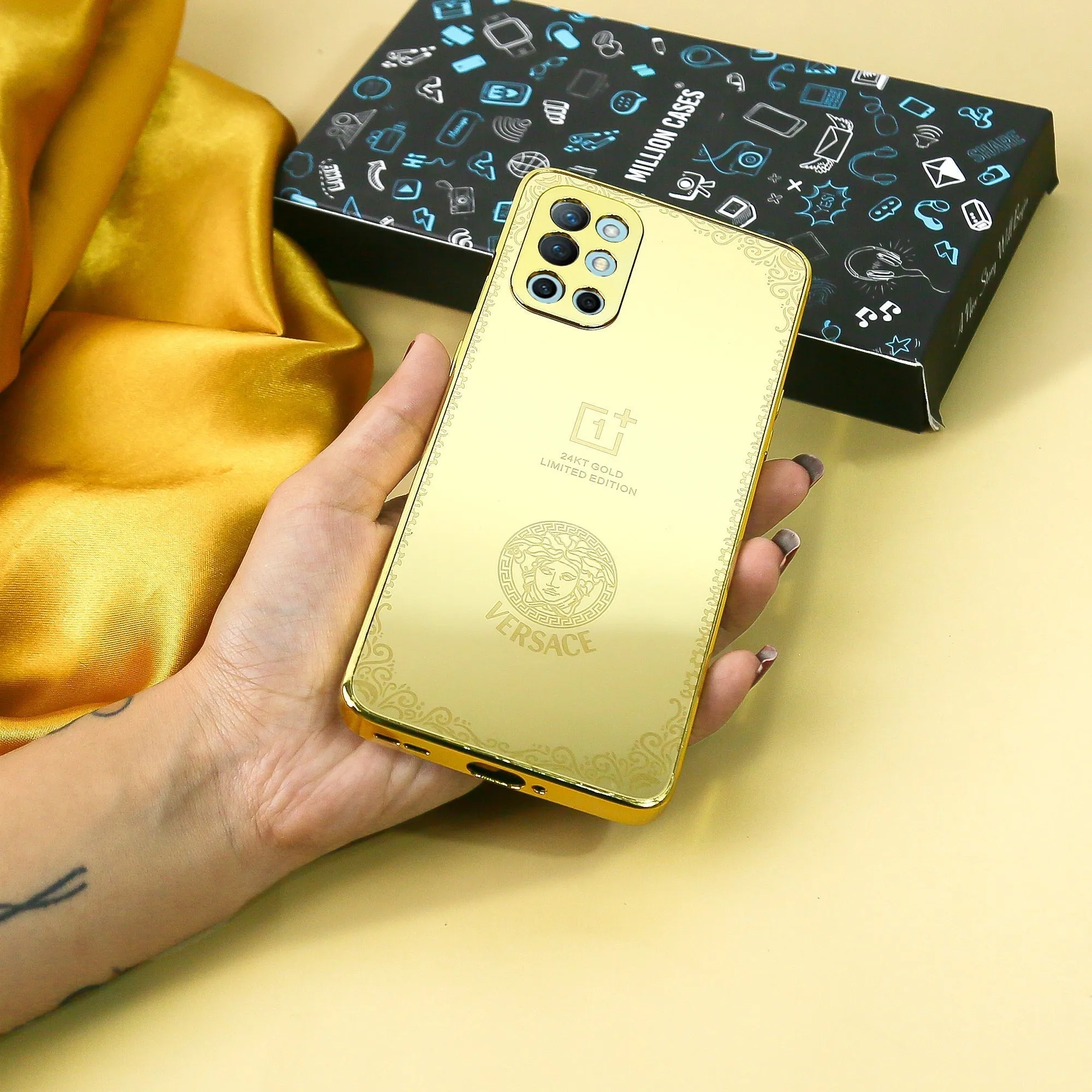 Crafted Gold Versace Luxurious Camera Protective Case - OnePlus