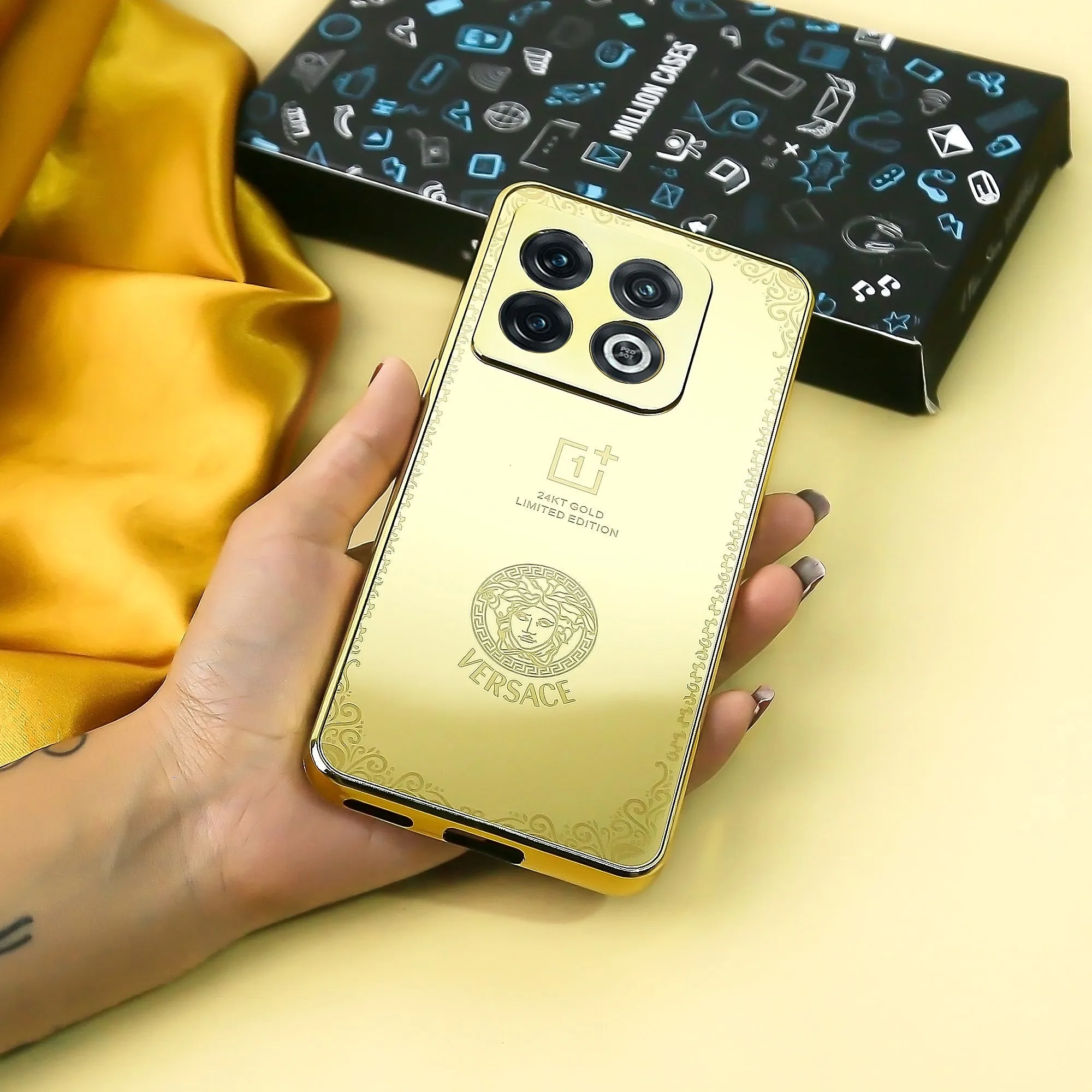 Crafted Gold Versace Luxurious Camera Protective Case - OnePlus