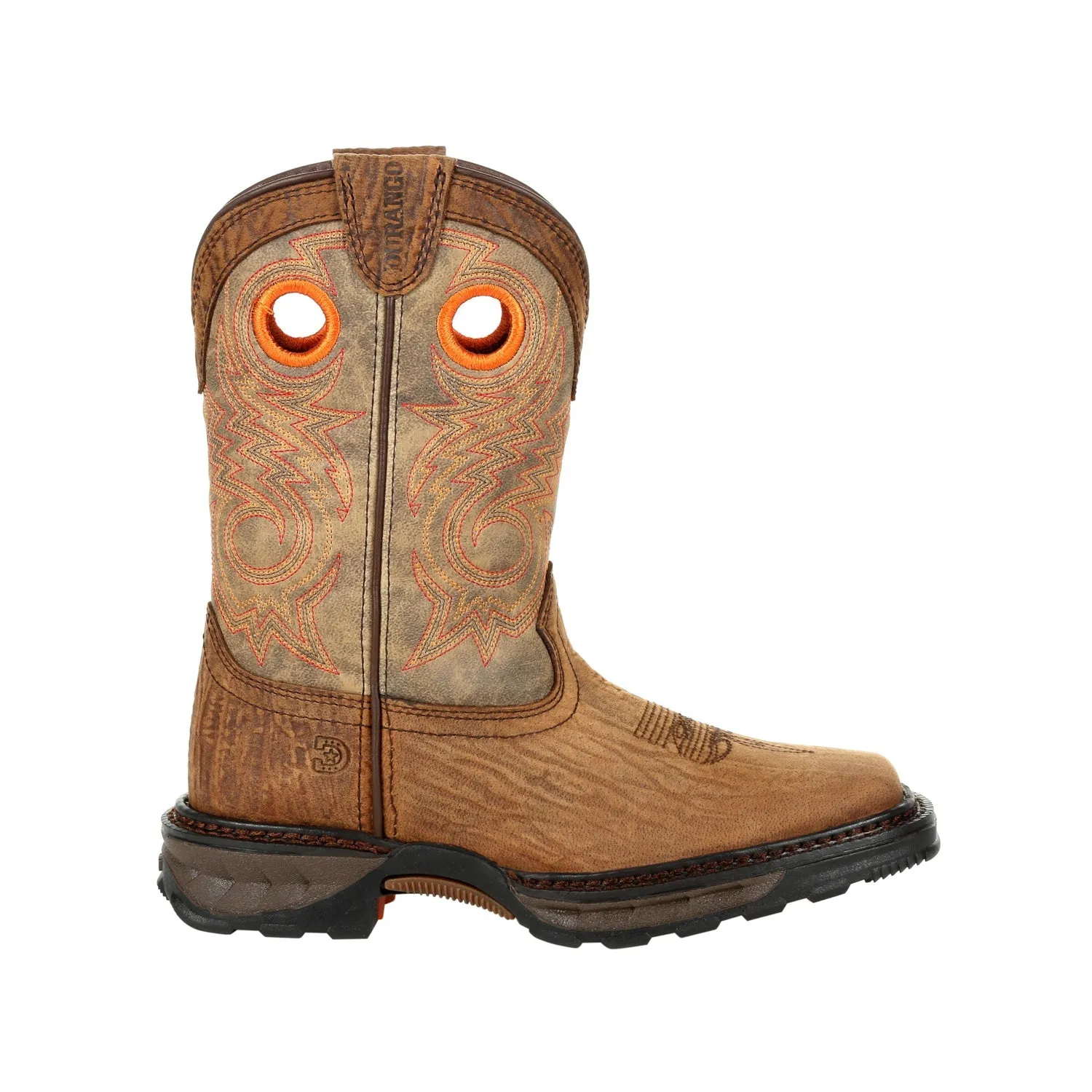 Durango Kids Burly Brown/Black Leather Lil Maverick XP Cowboy Boots