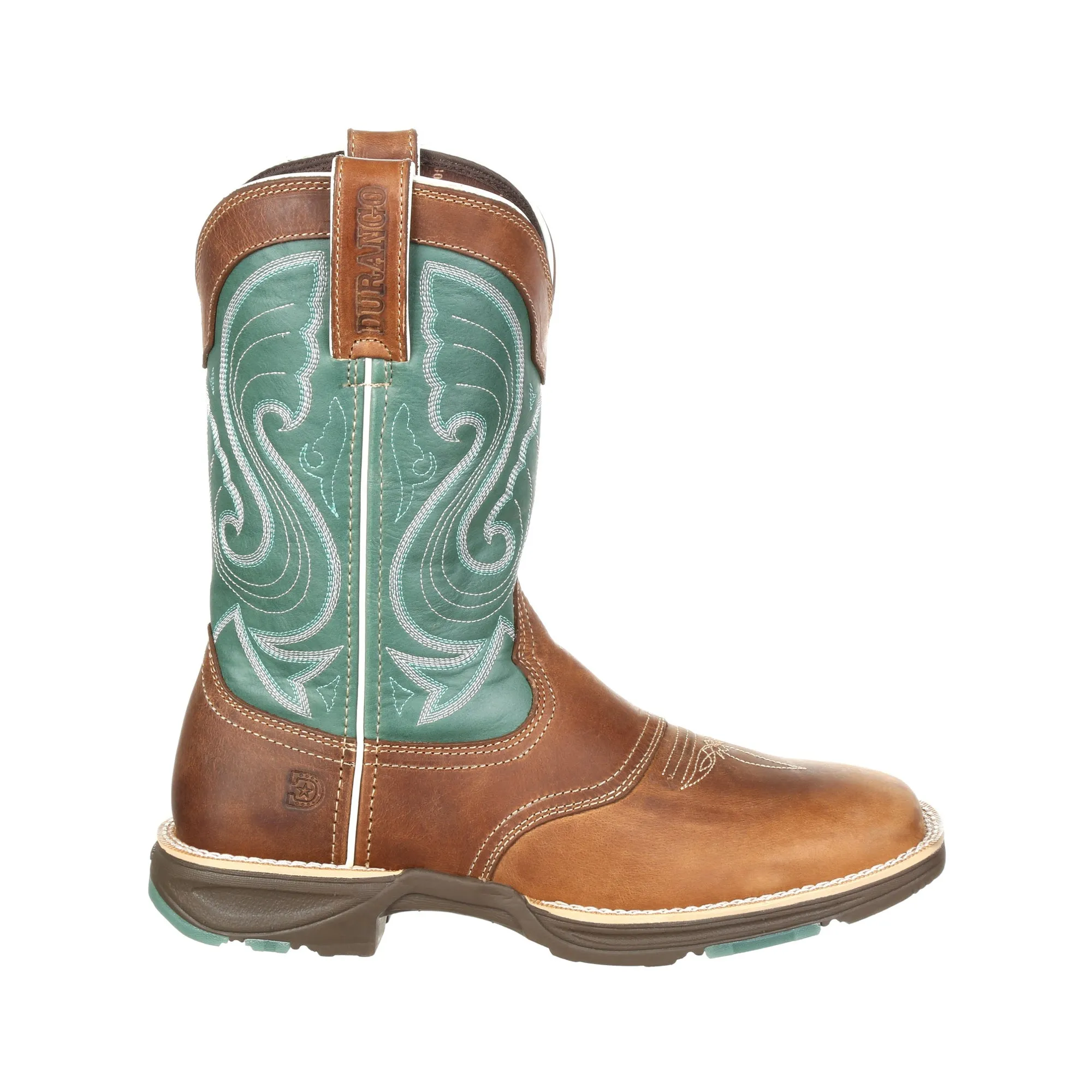 Durango Womens Emerald/Tan Leather Ultralite Saddle Cowboy Boots