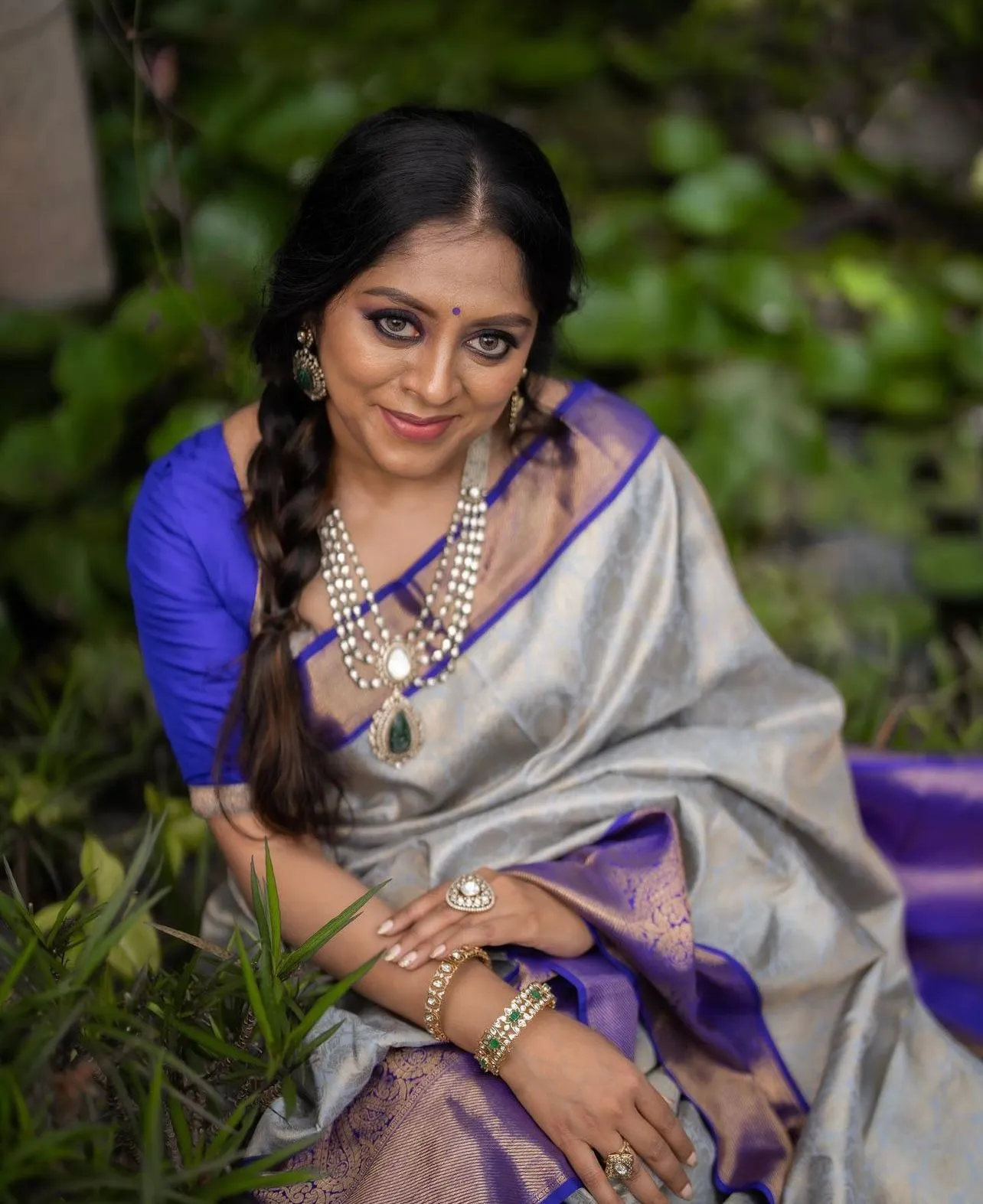 Embellished Grey Soft Silk Saree With Dazzling Blouse Piece