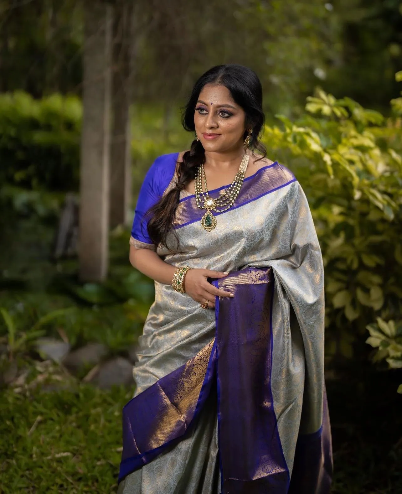 Embellished Grey Soft Silk Saree With Dazzling Blouse Piece