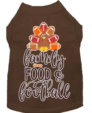 Family, Food, And Football Screen Print Dog Shirt Brown Lg