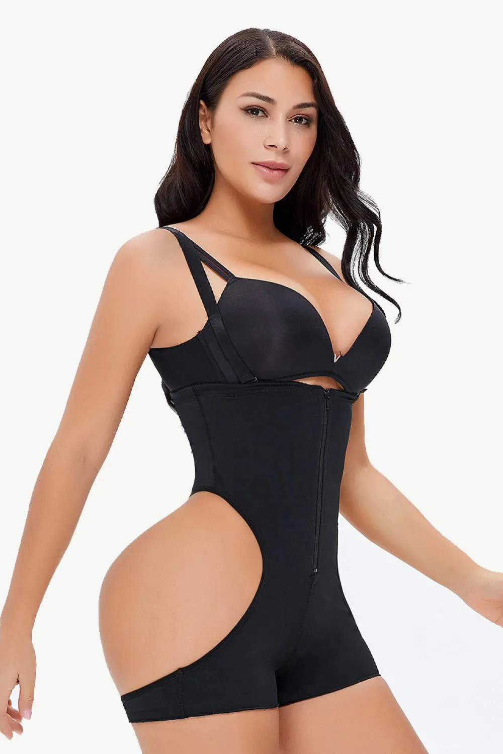 Full Figure Cutout Under-Bust Bodysuit Shapewear