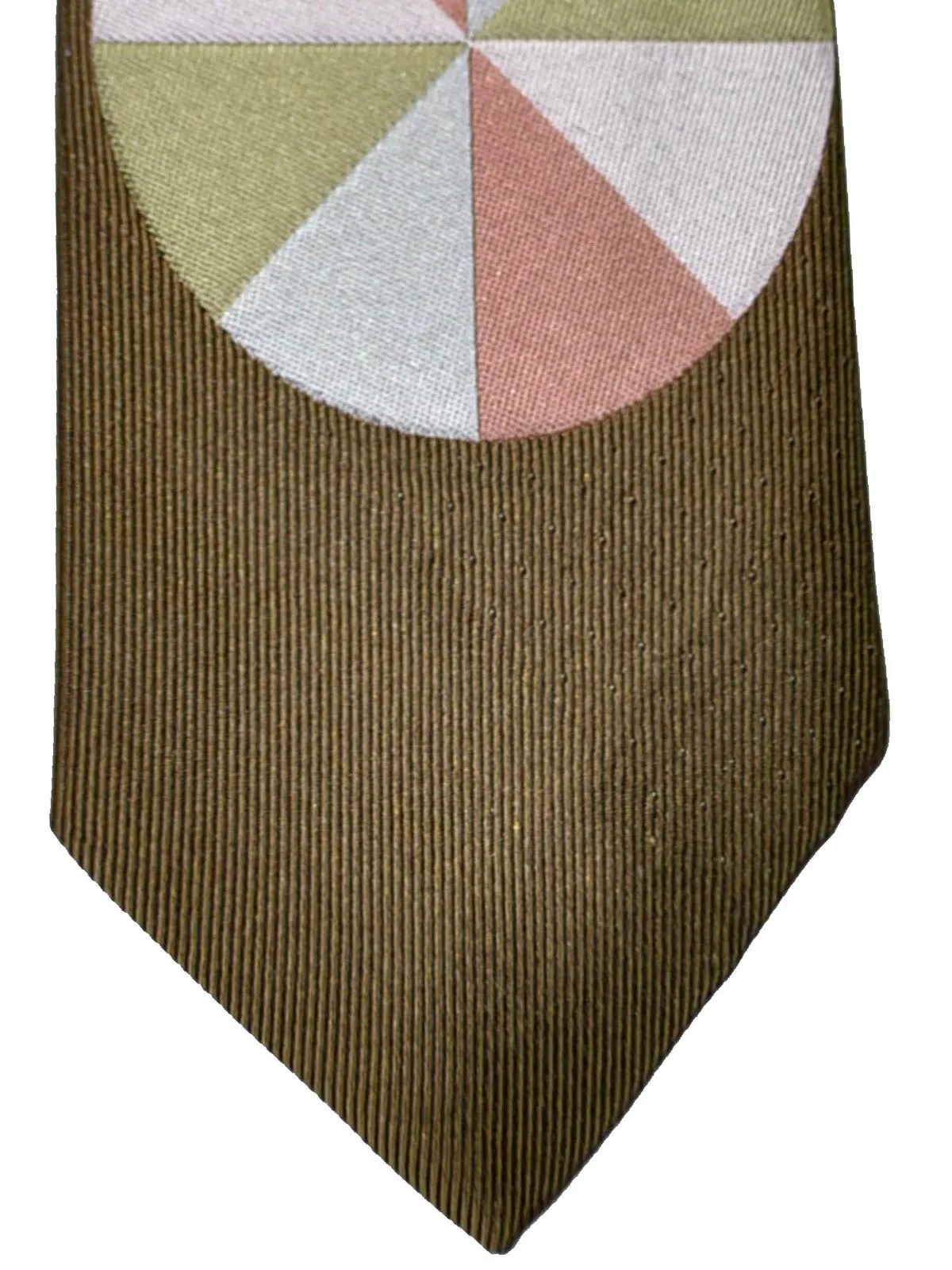 Gene Meyer Silk Tie Olive Green Brown Circle FINAL SALE