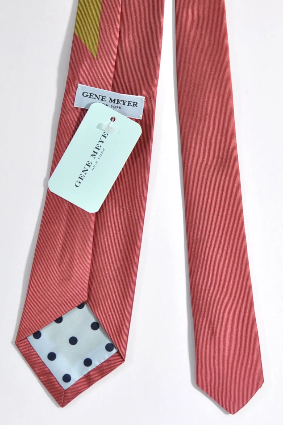 Gene Meyer Silk Tie Pink Olive Dots FINAL SALE