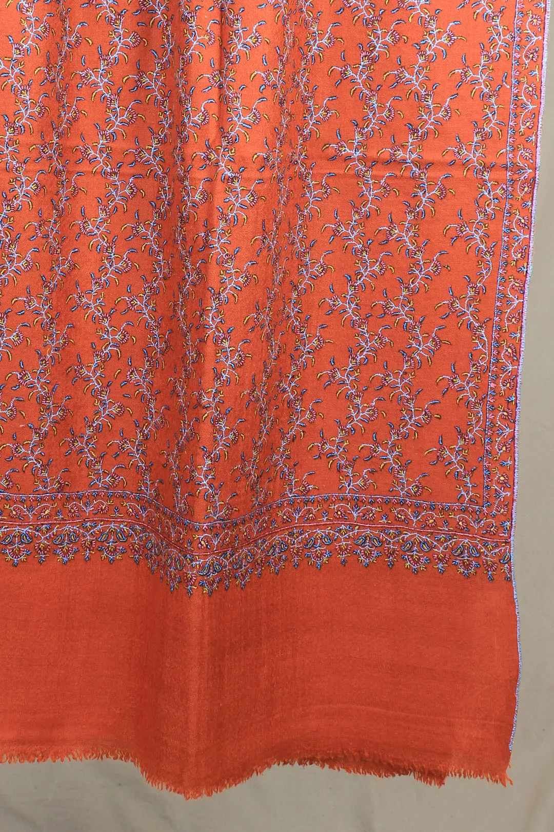 Jannat Rust Sozni Jaali Embroidered Pashmina Shawl