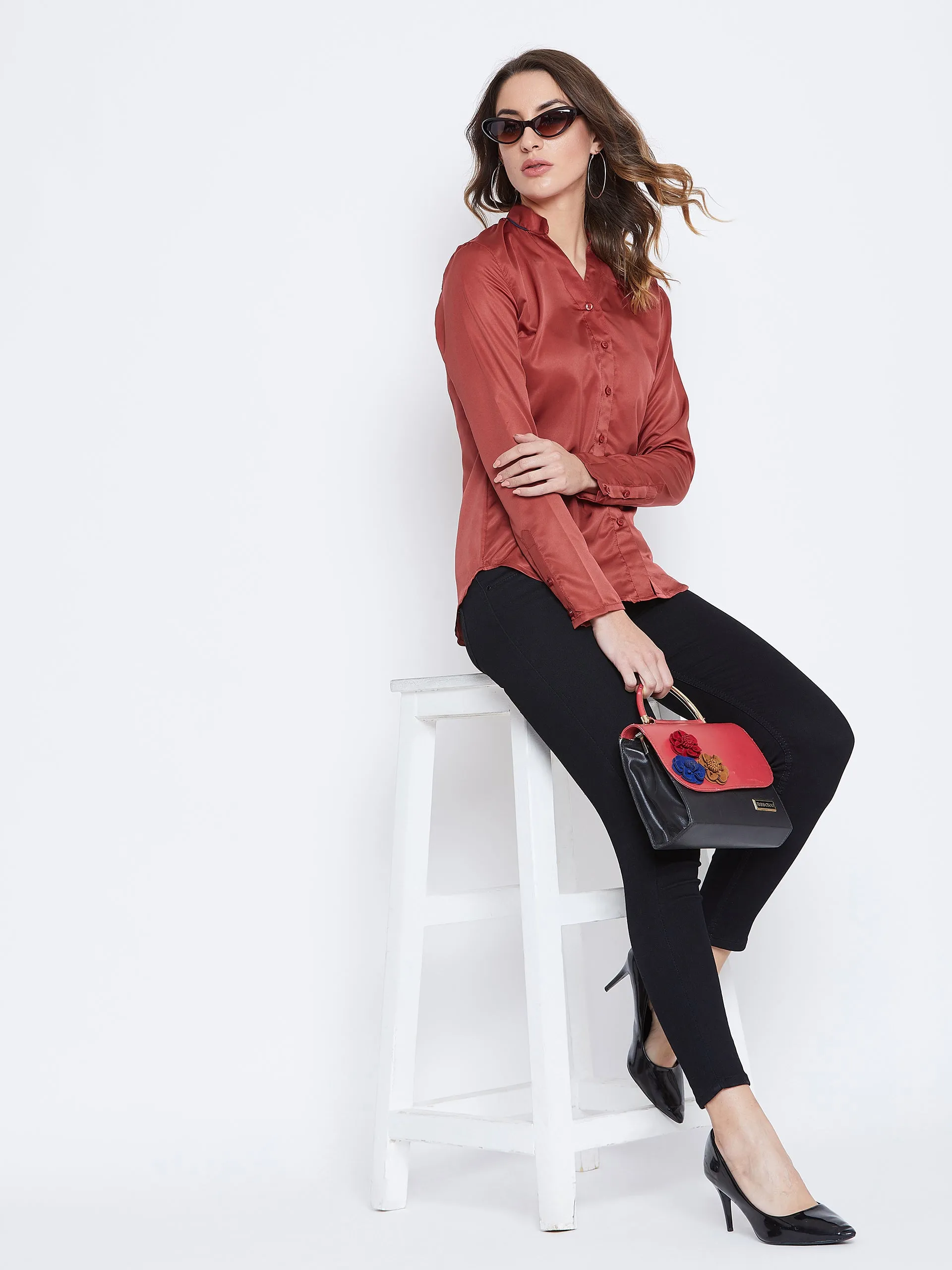 JUMP USA Women Red Solid Casual Shirts