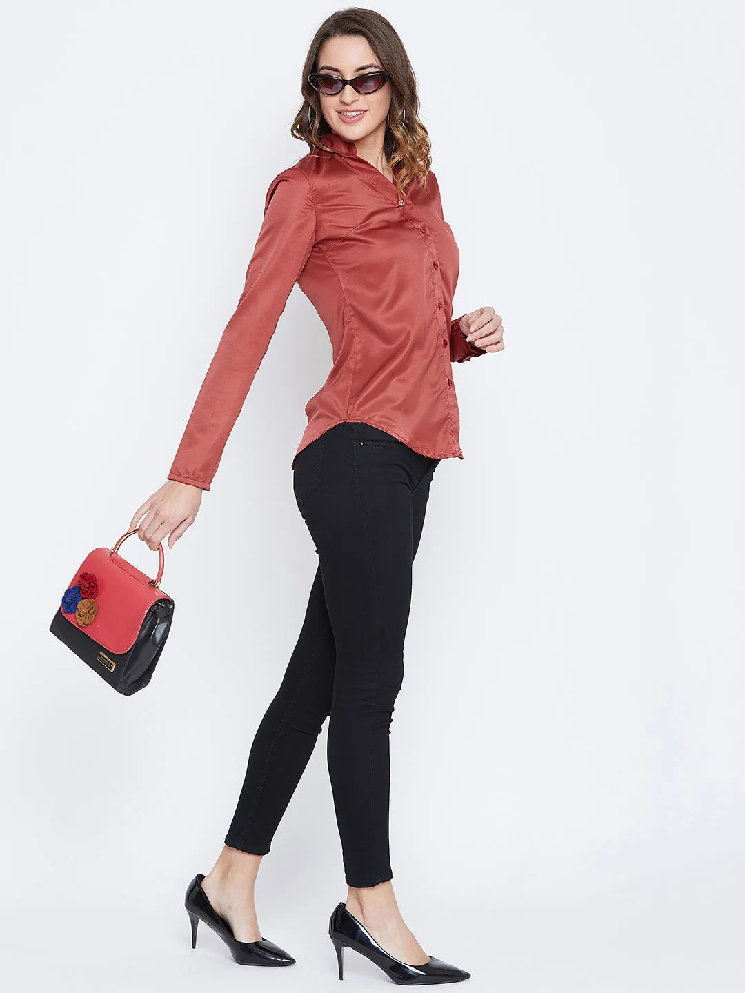 JUMP USA Women Red Solid Casual Shirts