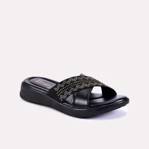 Kiera Black Soft Crisscross Slippers 0412103