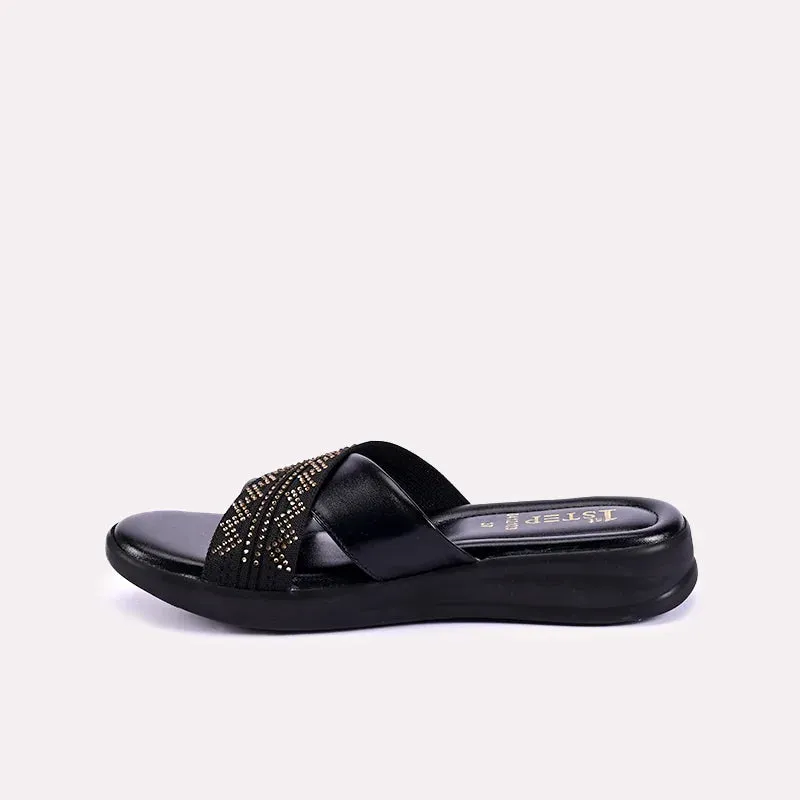 Kiera Black Soft Crisscross Slippers 0412103