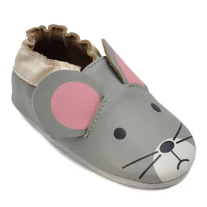 Kimi   Kai Unisex Soft Sole Leather Baby Shoes - Mouse