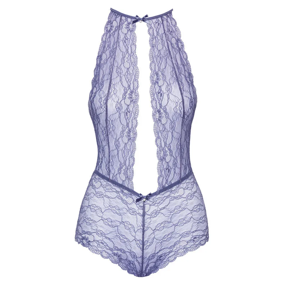 Kissable Delicate Lace Halterneck Body Lavender