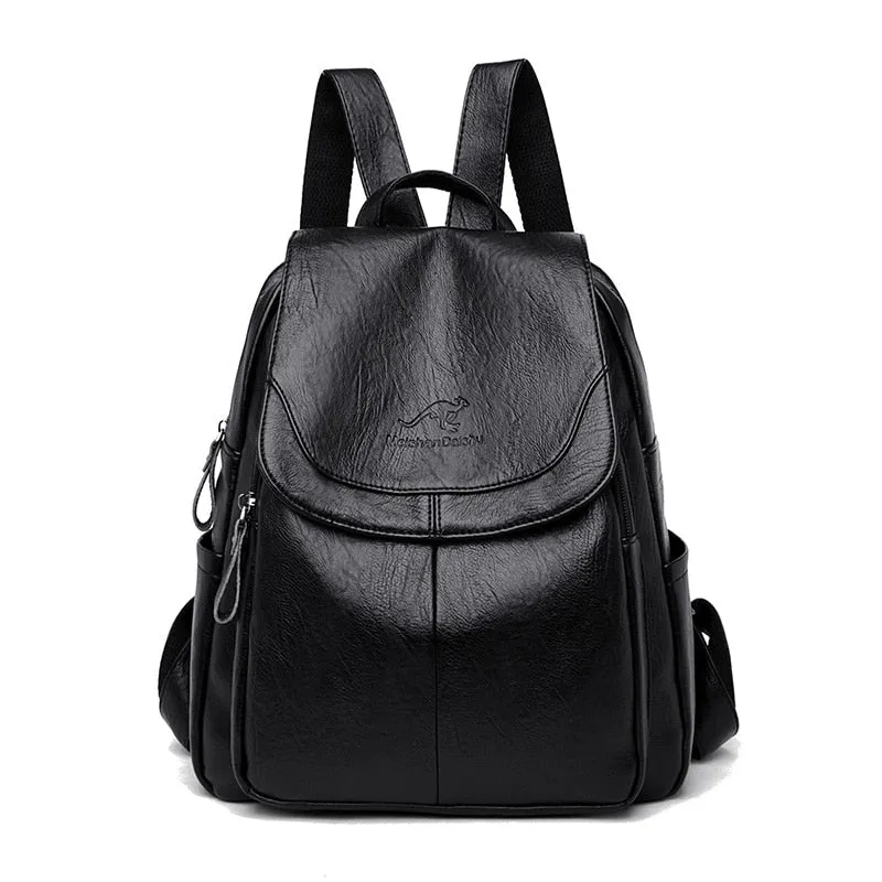 LANYIBAIGE Luxury Soft Split Leather Large Capacity Backpack