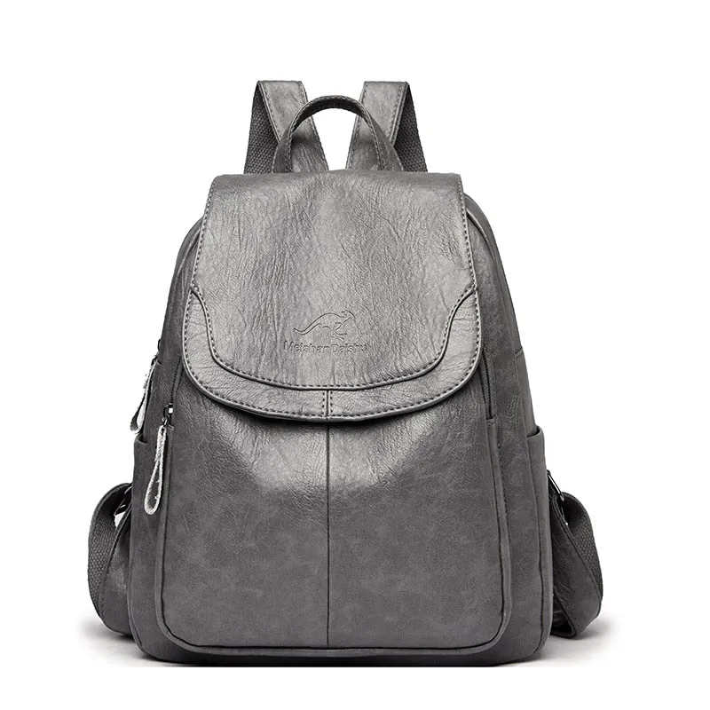 LANYIBAIGE Luxury Soft Split Leather Large Capacity Backpack