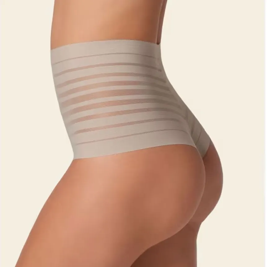 Leonisa Slimming Lace Stripe High-waisted Thong Panty 012890