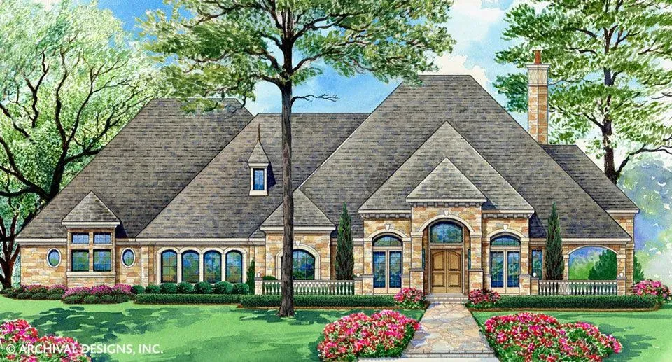 Luxurious 4-Bedroom Home Plan with Expansive First Floor and Rear Garage