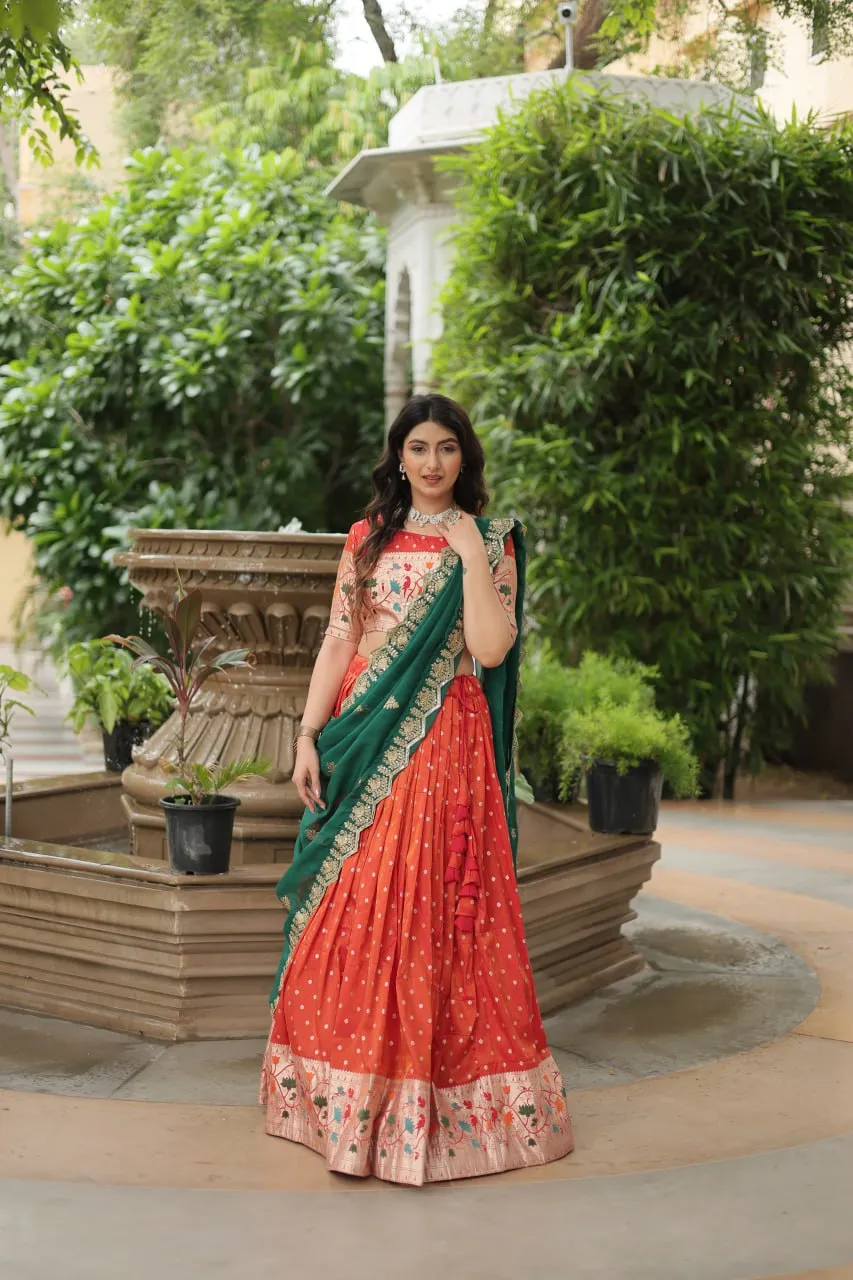 Luxurious and Exquisite Jacquard Silk Meena Weaved Lehenga Choli