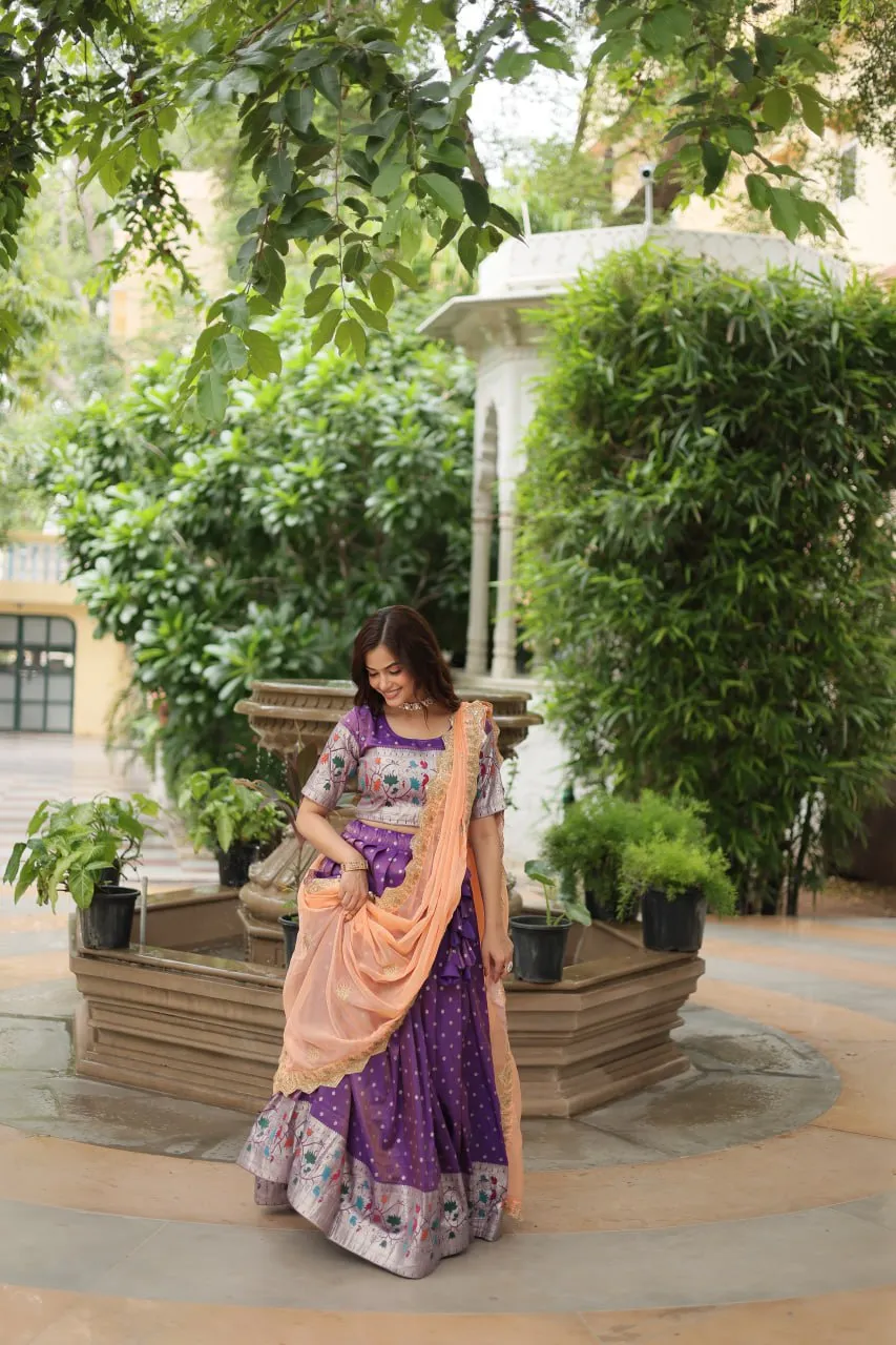 Luxurious and Exquisite Jacquard Silk Meena Weaved Lehenga Choli