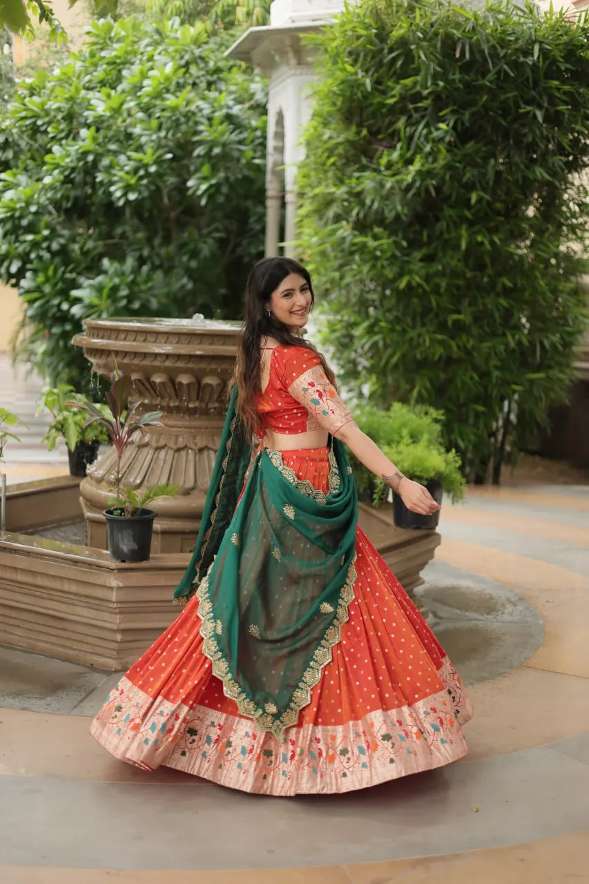 Luxurious and Exquisite Jacquard Silk Meena Weaved Lehenga Choli