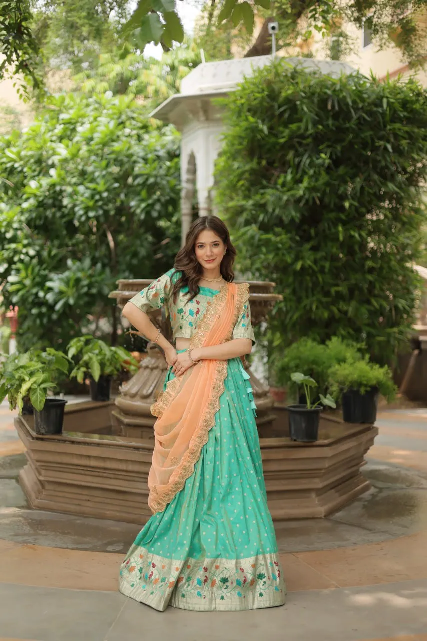 Luxurious and Exquisite Jacquard Silk Meena Weaved Lehenga Choli