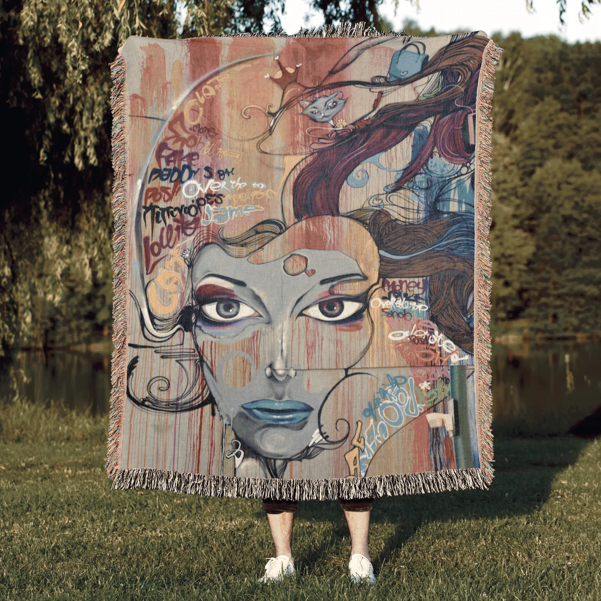 Luxurious Cotton Woven Tapestry Throw Blanket | Feminist Empowerment