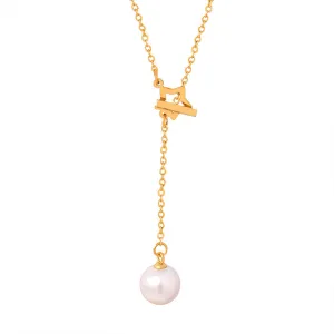 Luxurious High Gloss Shell Bead Pendant with Dainty Gold-Plated Star Necklace for Women