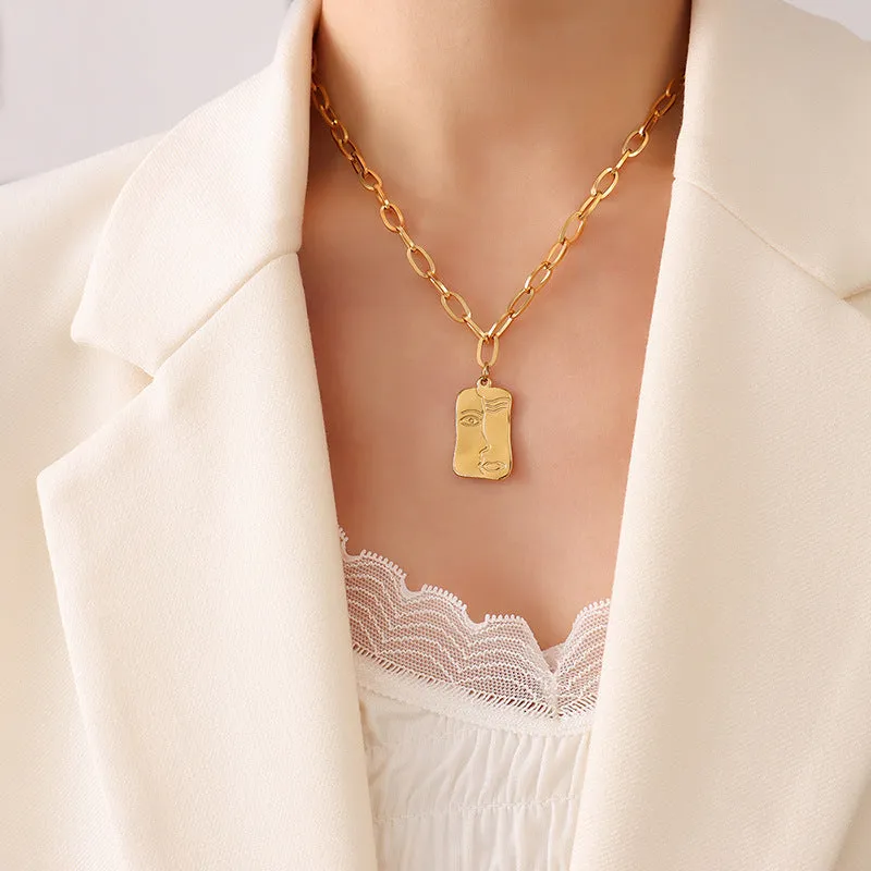 Luxurious Retro European American Portrait Clavicle Necklace