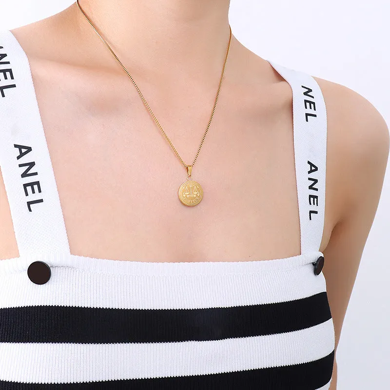 Luxurious Titanium Clavicle Chain Necklace with Balance Pattern