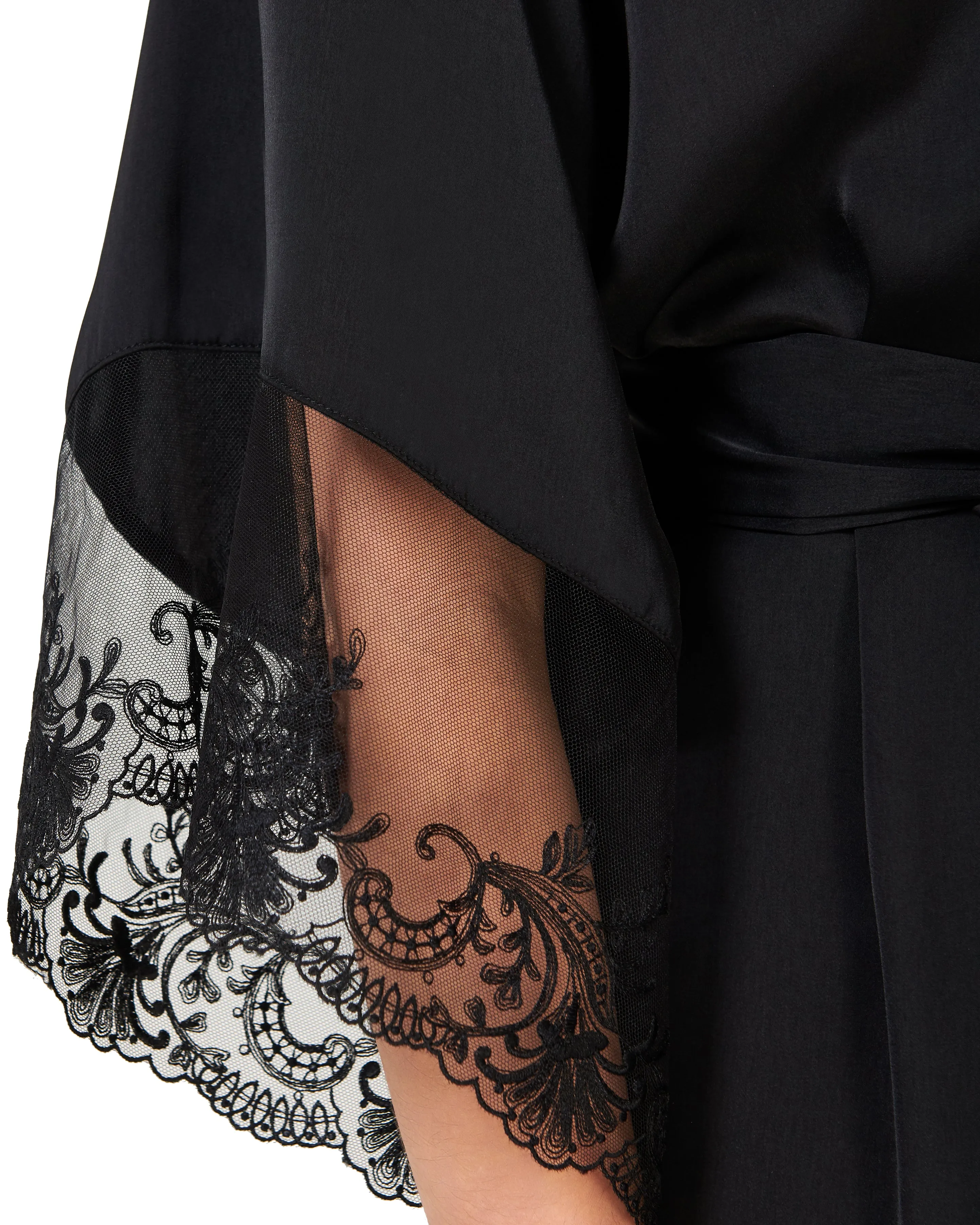 Marseille Luxury Satin Kimono Black