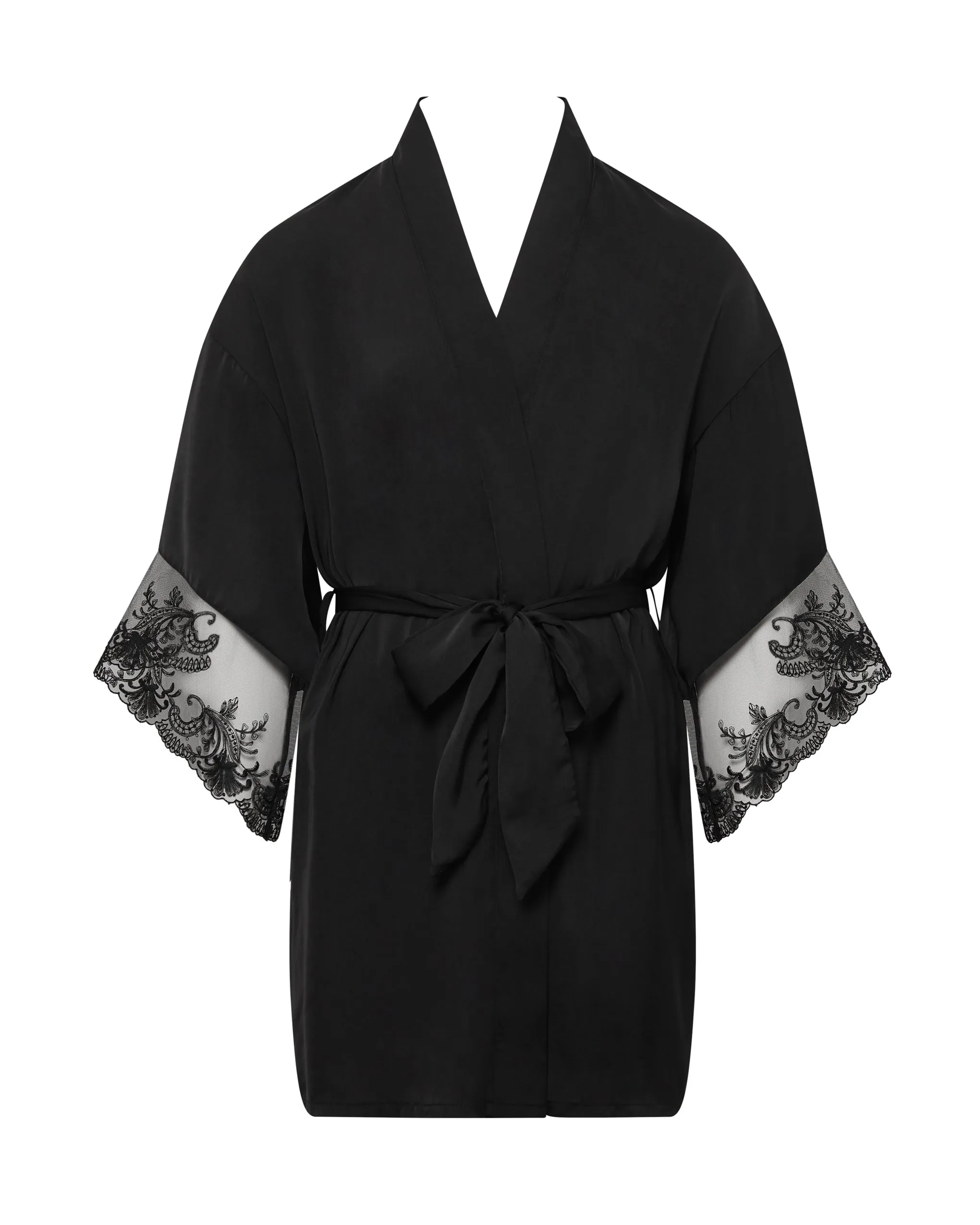 Marseille Luxury Satin Kimono Black