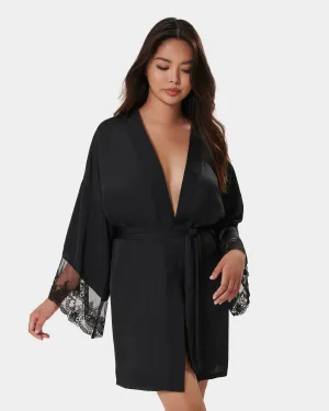 Marseille Luxury Satin Kimono Black