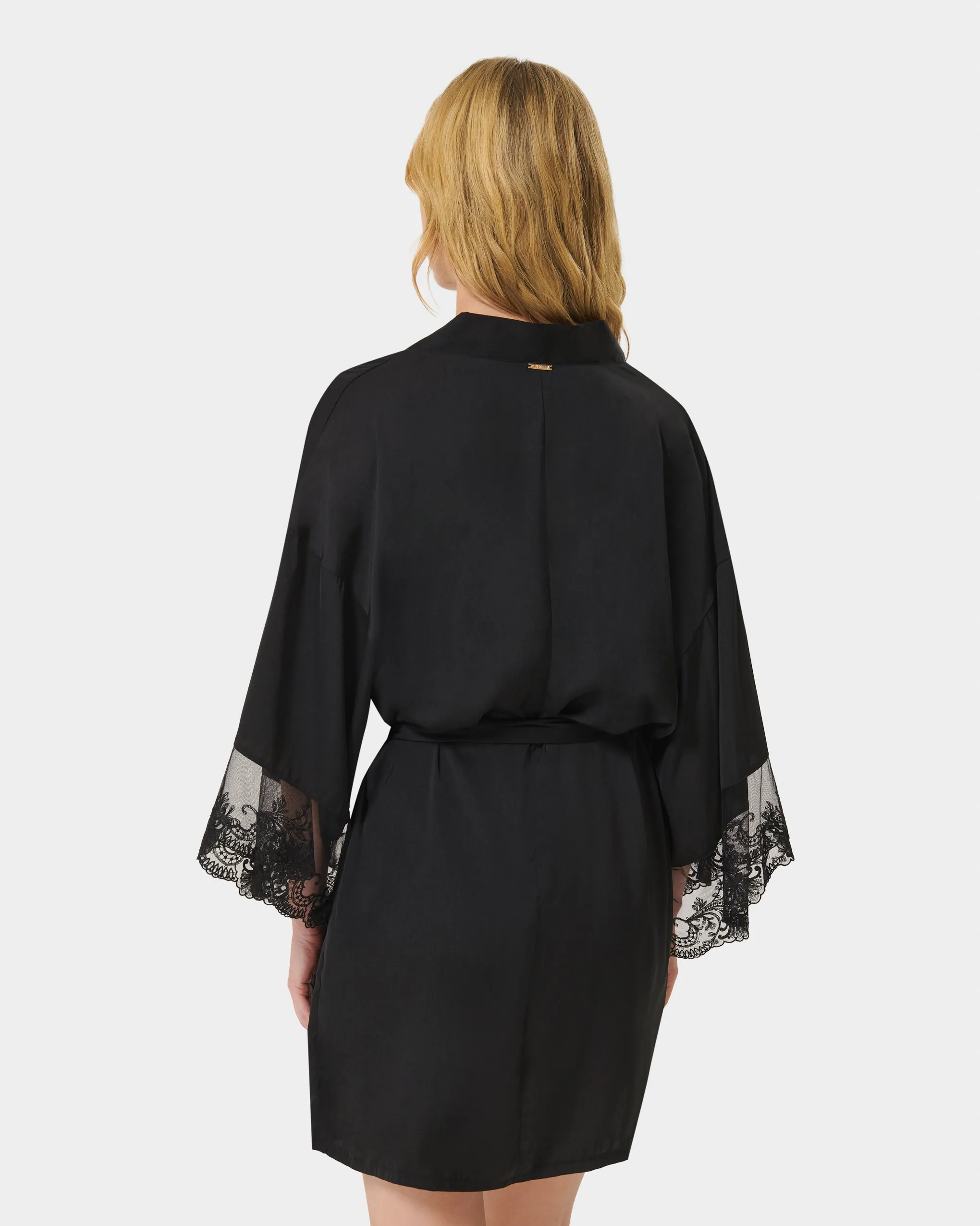 Marseille Luxury Satin Kimono Black