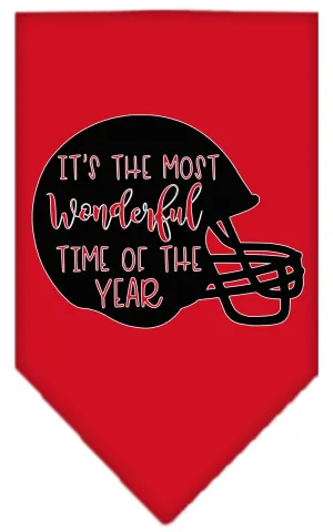 Most Wonderful Time Of The Year (football) Screen Print Bandana Red Large