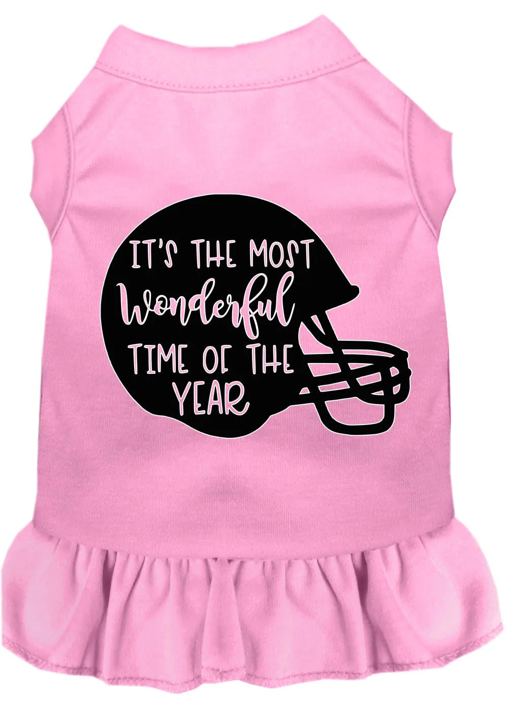 Most Wonderful Time Of The Year (football) Screen Print Dog Dress Light Pink Sm