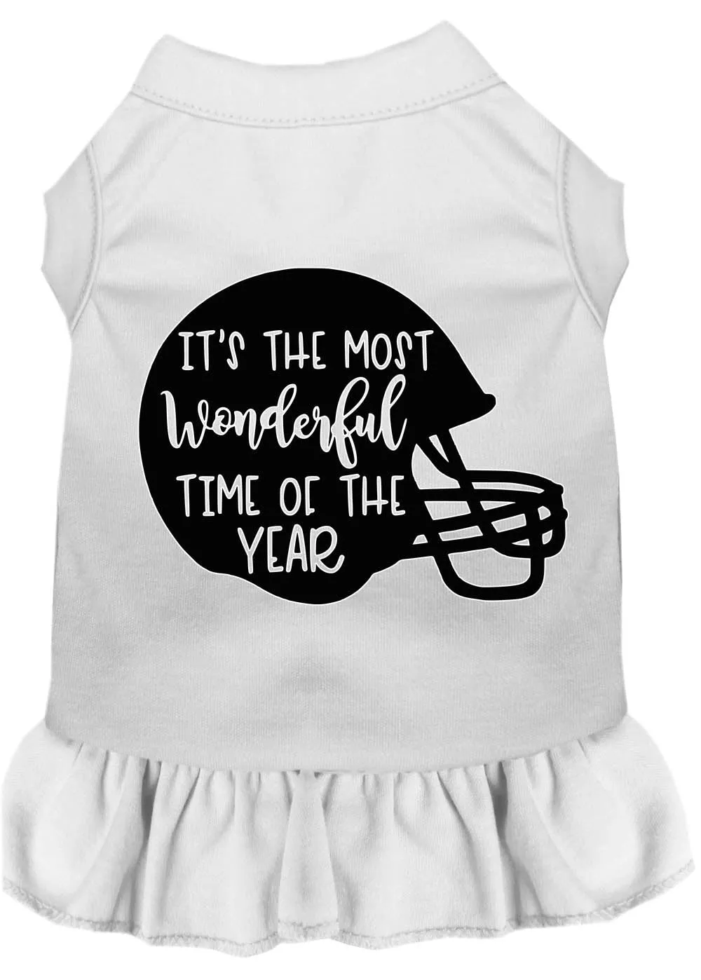 Most Wonderful Time Of The Year (football) Screen Print Dog Dress White Xs